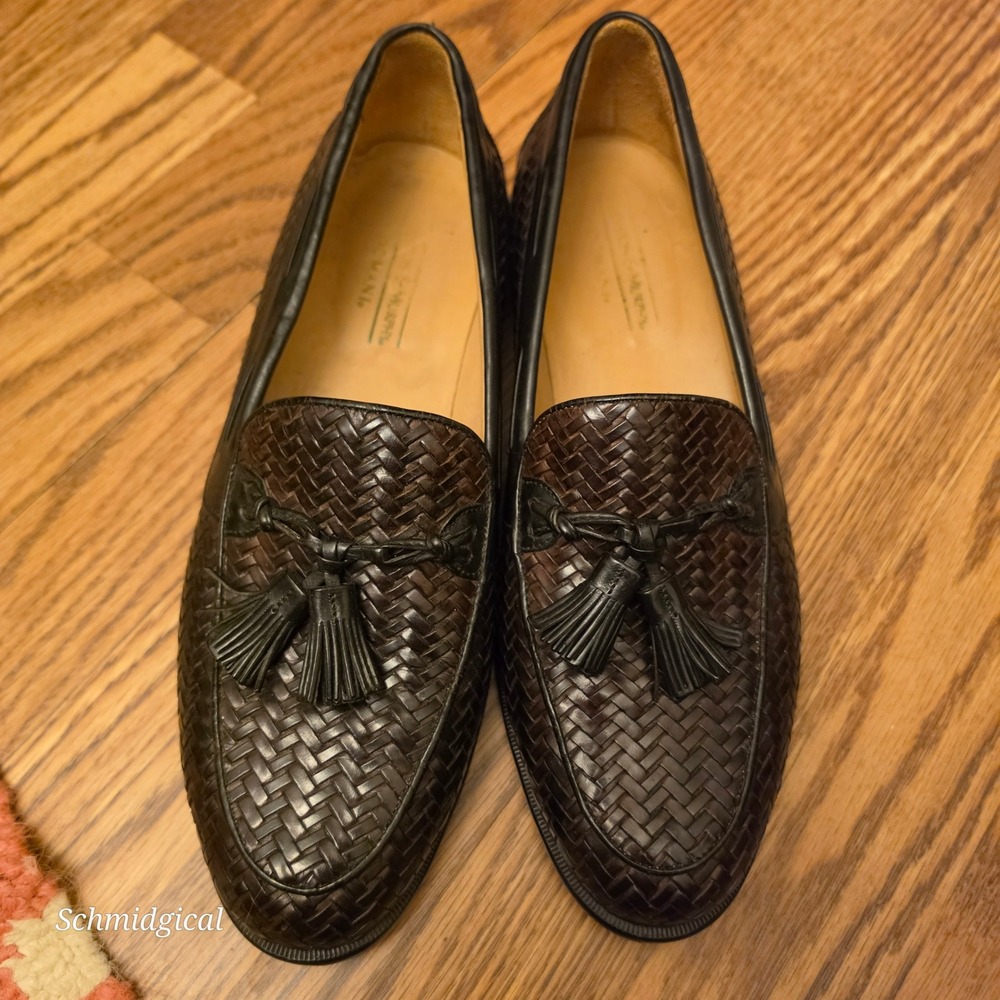Johnston & Murphy Domani Woven Tassel Loafers Mens 9.5 M Made in Italy 24-6318